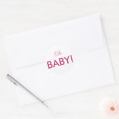 Oh Baby Modern Pink of Blue Baby shower Sprinkle Ronde Sticker (Envelop)