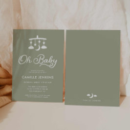 Oh Baby Modern Sage Green Baby shower Uitnodiging