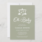 Oh Baby Modern Sage Green Baby shower Uitnodiging (Voorkant)