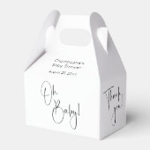 Oh Baby Modern Script Baby shower Bedankt Bedankdoosjes (Achterkant)