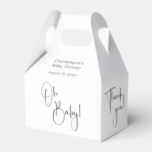 Oh Baby Modern Script Baby shower Bedankt Bedankdoosjes (Voorkant Zijde)