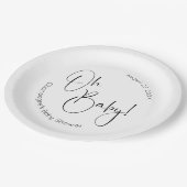 Oh Baby Modern Script Baby shower Papieren Bordje (Gekanteld)