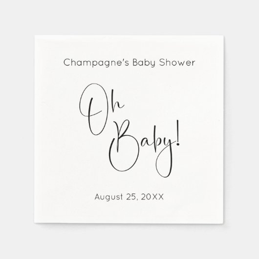 Oh Baby Modern Script Baby shower Servet (Voorkant)