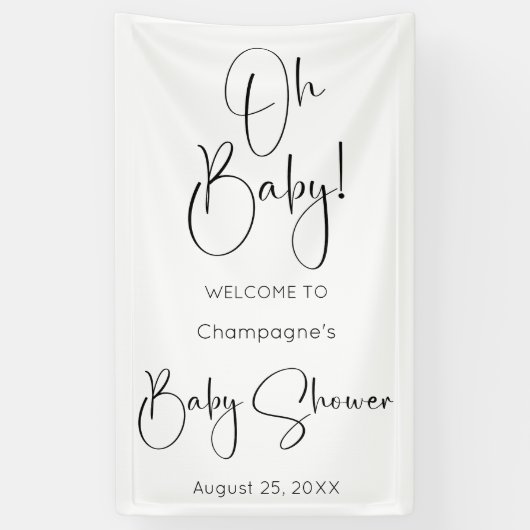Oh Baby Modern Script Baby shower Spandoek (Verticaal)
