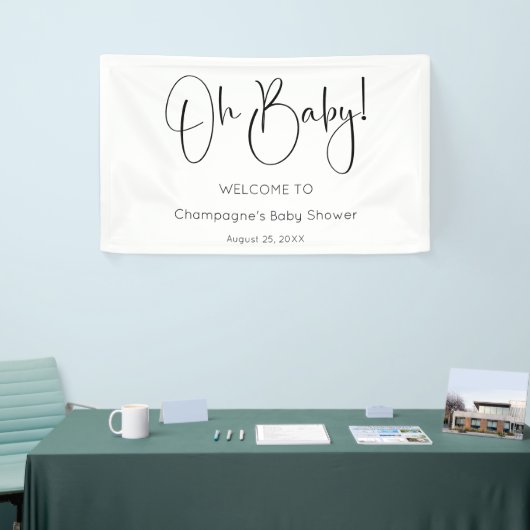 Oh Baby Modern Script Baby shower Spandoek (Beurs)