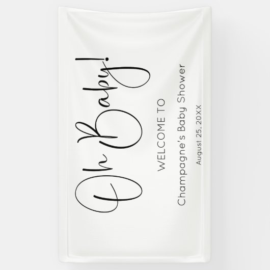 Oh Baby Modern Script Baby shower Spandoek (Verticaal)