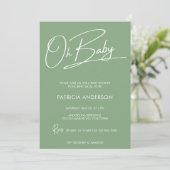 Oh baby modern script kalligraphy baby shower kaart (Staand voorkant)