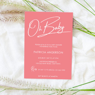 Oh baby modern script kalligraphy baby shower kaart