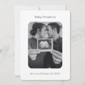 Oh Baby Modern Script Photo Baby shower Invitation Kaart (Achterkant)