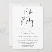 Oh Baby Modern Script Photo Baby shower Invitation Kaart (Voorkant)