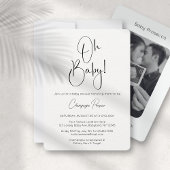 Oh Baby Modern Script Photo Baby shower Invitation Kaart