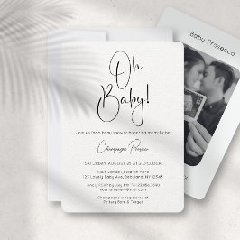 Oh Baby Modern Script Photo Baby shower Invitation Kaart