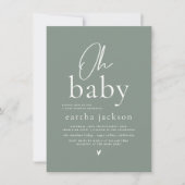 Oh Baby Modern Script Sage Green Boho Baby shower Kaart (Voorkant)