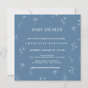 Oh Baby Modern Simple Dusty Blue Boy Baby shower Kaart
