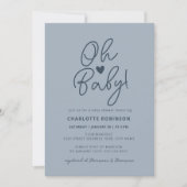 Oh Baby Modern Simple Dusty Blue Boy Baby shower Kaart (Voorkant)