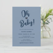 Oh Baby Modern Simple Dusty Blue Boy Baby shower Kaart (Staand voorkant)