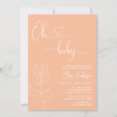 Oh Baby Modern Soft Peach Eucalyptus Baby shower Kaart (Voorkant)