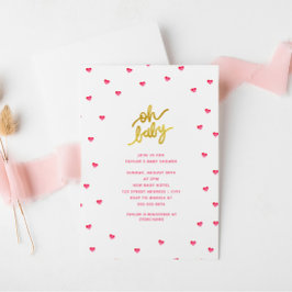 Oh Baby | Modern Tiny Hearts Girl Baby shower Kaart