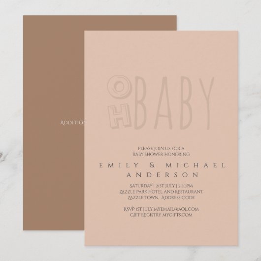 Oh Baby Modern Typografie Script Couples Kaart (Voorkant / Achterkant)