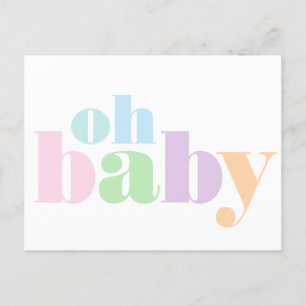 Oh Baby Modern Typografie Virtual Baby Boy Shower Uitnodiging Briefkaart