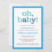 Oh Baby! Moderne Blue Boy Baby Shower-uitnodiginge Kaart (Voorkant)