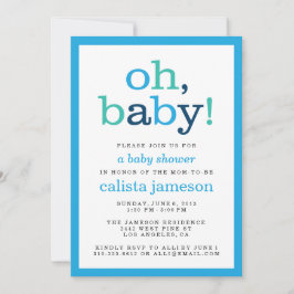 Oh Baby! Moderne Blue Boy Baby Shower-uitnodiginge Kaart