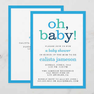 Oh Baby! Moderne Blue Boy Baby Shower-uitnodiginge Kaart