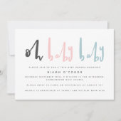 Oh baby moderne hedendaagse twin baby shower feestdagenkaart (Voorkant)