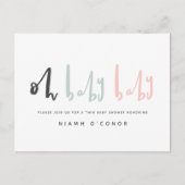 Oh baby moderne hedendaagse twin baby shower feestdagenkaart (Voorkant)
