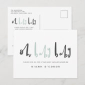 Oh baby moderne hedendaagse twin baby shower feestdagenkaart (Voorkant / Achterkant)