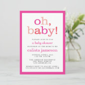 Oh Baby! Moderne roze baby Shower-uitvindingen Kaart (Staand voorkant)