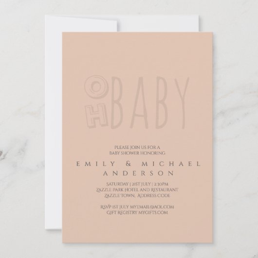 Oh Baby Moderne typografie script koppel baby show Kaart (Voorkant)