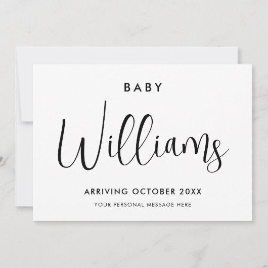 Oh Baby Moderne Zwangerschap Aankondiging Kaart (Achterkant)