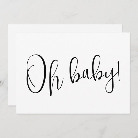 Oh Baby Moderne Zwangerschap Aankondiging Kaart (Voorkant / Achterkant)