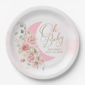 Oh Baby Moon Girl Baby shower Papieren Bordje (Voorkant)