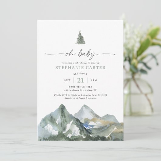 Oh Baby Mountain Forest Boy Baby shower Kaart (Staand voorkant)