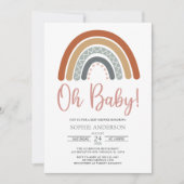 Oh Baby Muted Tones Boho Rainbow Baby shower Kaart (Voorkant)