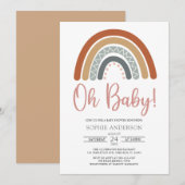 Oh Baby Muted Tones Boho Rainbow Baby shower Kaart (Voorkant / Achterkant)