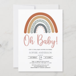 Oh Baby Muted Tones Boho Rainbow Baby shower Kaart