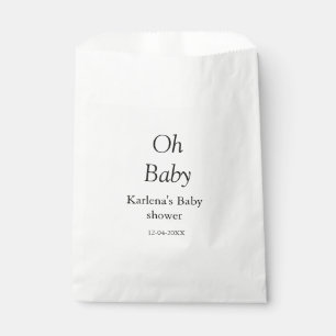 Oh baby naam toevoegen baby shower datum eenvoudig bedankzakje