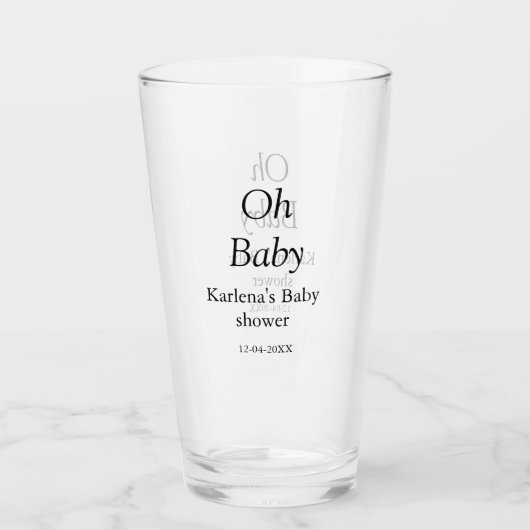 Oh baby naam toevoegen baby shower datum eenvoudig glas (Voorkant)