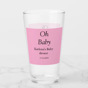 Oh baby naam toevoegen baby shower datum eenvoudig glas