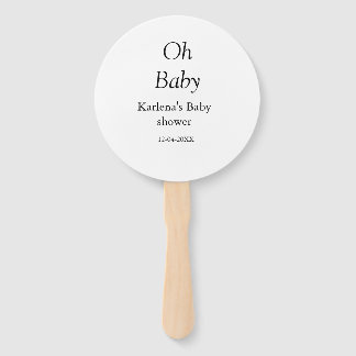 Oh baby naam toevoegen baby shower datum eenvoudig handwaaier