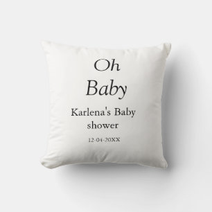Oh baby naam toevoegen baby shower datum eenvoudig kussen