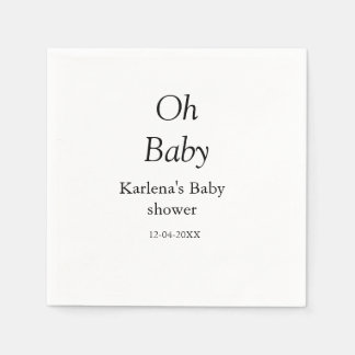 Oh baby naam toevoegen baby shower datum eenvoudig servet