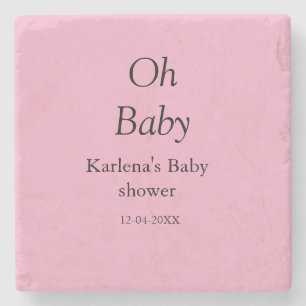 Oh baby naam toevoegen baby shower datum eenvoudig stenen onderzetter