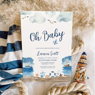 Oh Baby Nautical Baby shower Invitation Kaart