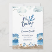 Oh Baby Nautical Baby shower Invitation Kaart (Voorkant)