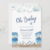 Oh Baby Nautical Baby shower Invitation Kaart (Voorkant)