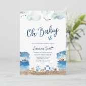 Oh Baby Nautical Baby shower Invitation Kaart (Staand voorkant)
